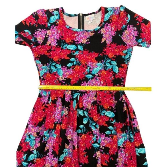 LULAROE "Simply Comfortable" Dress Size Small Floral Multicolor‎ Pockets Stretch - Picture 15 of 16